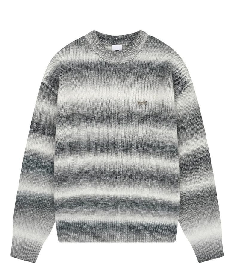 HAIRY GRADIENT STRIPED KNIT - BLACK