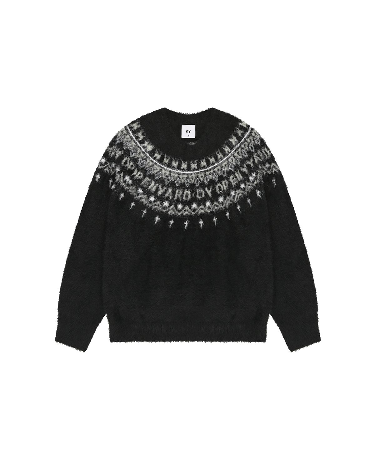 오픈야드(오와이)(OPENYARD(OY)) NORDIC LOGO HAIRY KNIT - BLACK