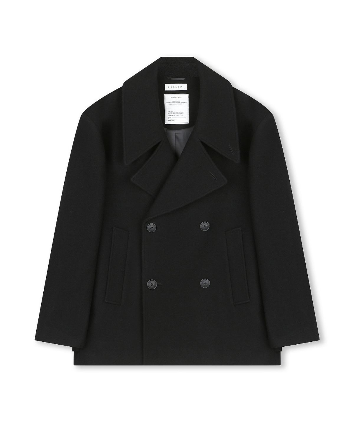 비슬로우(BESLOW) OVERSIZED PEA COAT BLACK