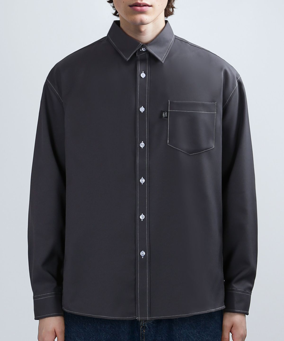 베리베인(VERYVAIN) OVER OUT-LINE SHIRTS (DARK GRAY)