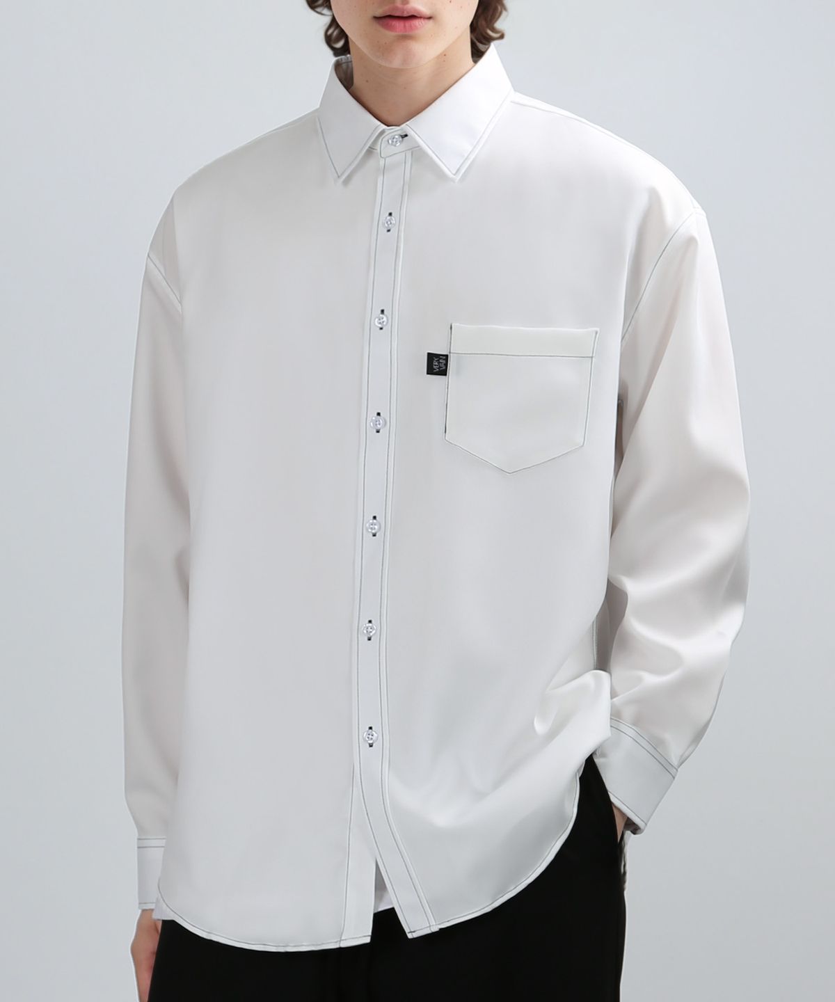 베리베인(VERYVAIN) OVER OUT-LINE SHIRTS (WHITE)