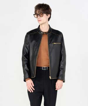 램스킨 워싱 차이나 바이커 자켓 (브라운)