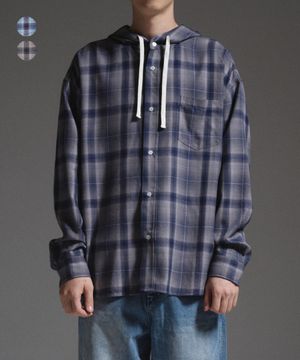 Flannel Check Hood Shirts [2 Colors]