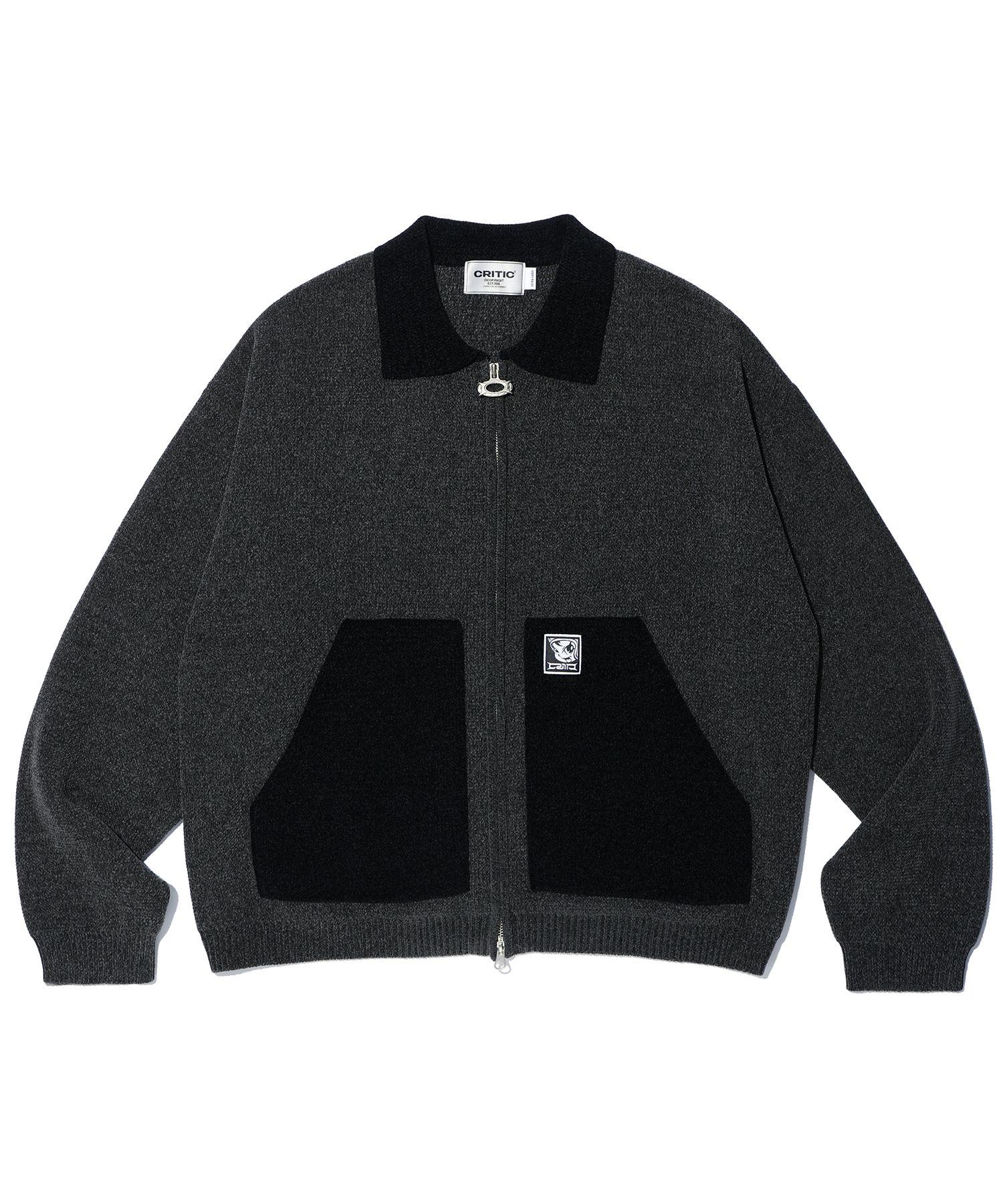 MUSINSA | CRITIC WORK JACKET KNIT ZIP UP CHARCOAL