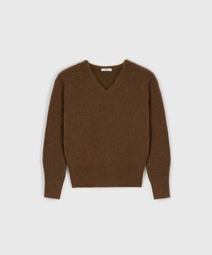 PARTERRE MOHAIR V-NECK SWEATER SIENNA BROWN