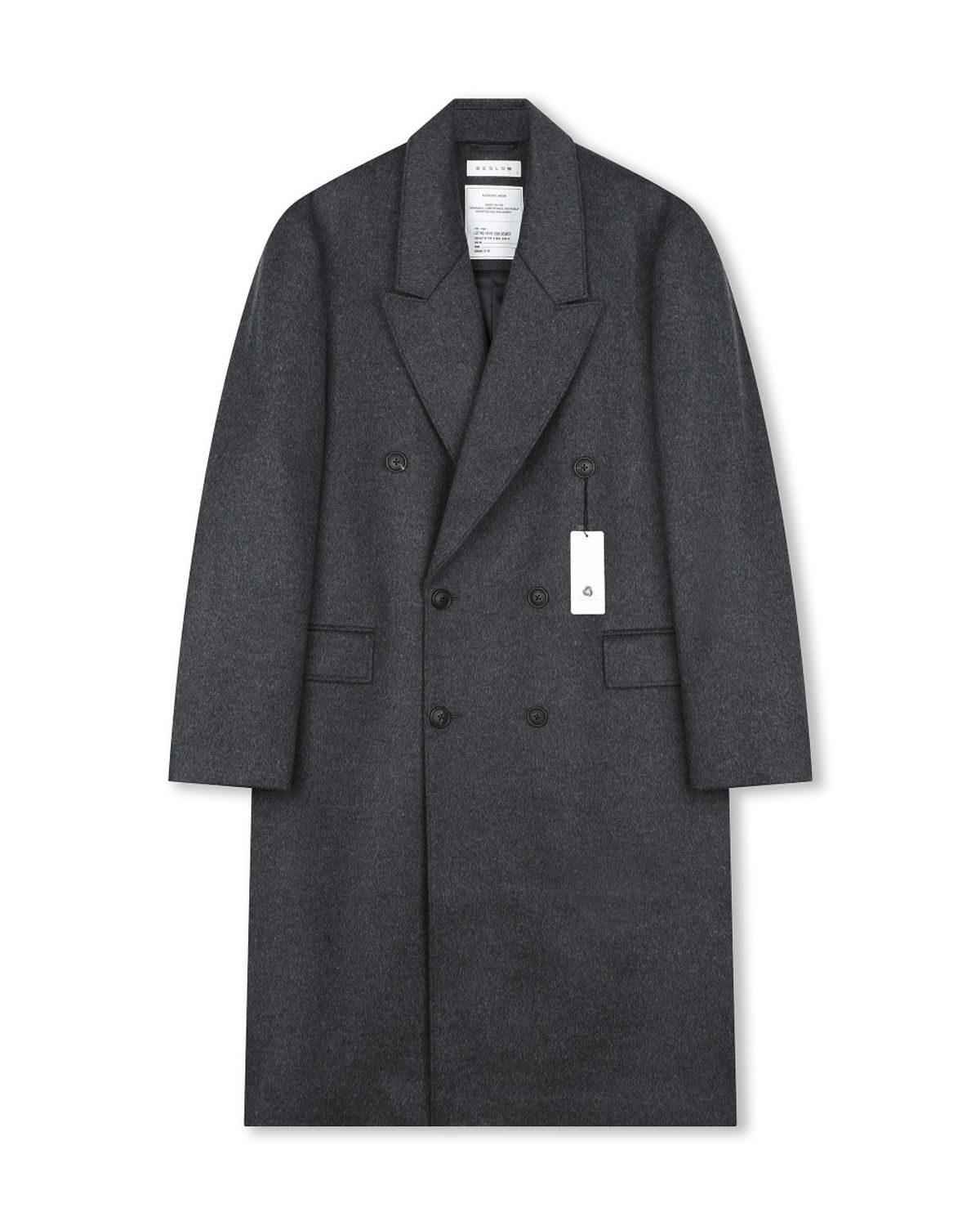 비슬로우(BESLOW) OVERSIZED CASHMERE DOUBLE BREASTED COAT MELANGE CHARCOAL