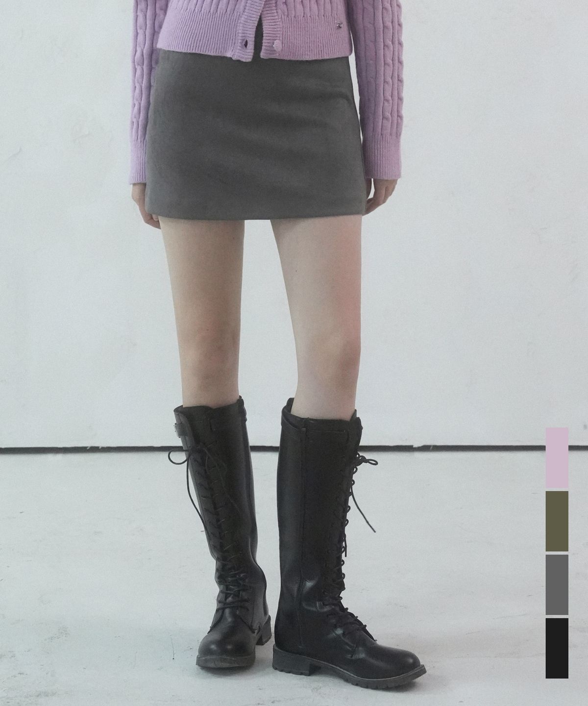 비바셔스(VIVACIOUS) H-line Suede Skirt - 4COL
