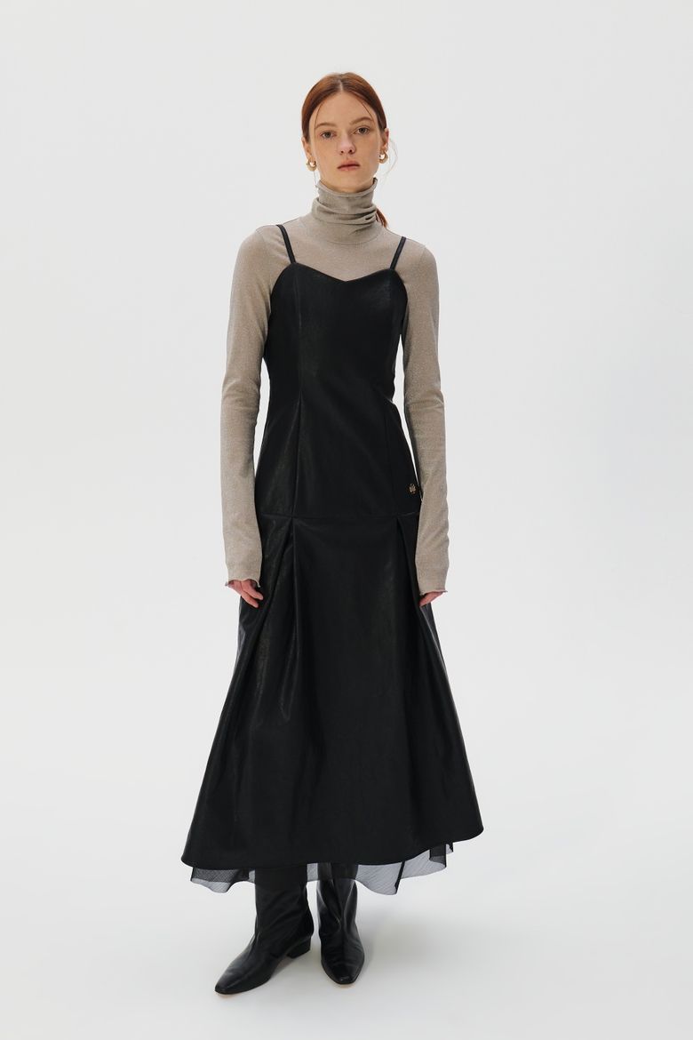 Faux Leather Bustier Dress