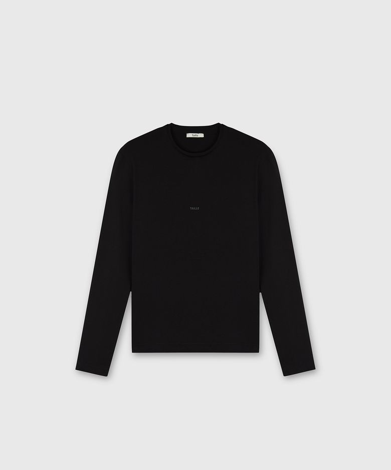 DIAGONAL LOGO LONG SLEEVE TOP BLACK