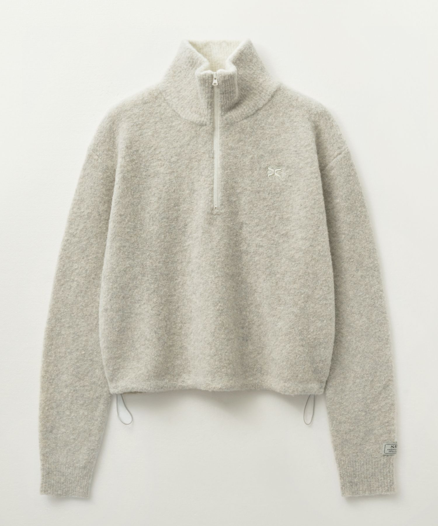 【SATUR】 (W) Crop Half Neck Fleece Knit Zip-up /追跡付 MUSINSA | SATUR (W) Crop Half Neck Fleece Knit Zip-Up Oatmeal