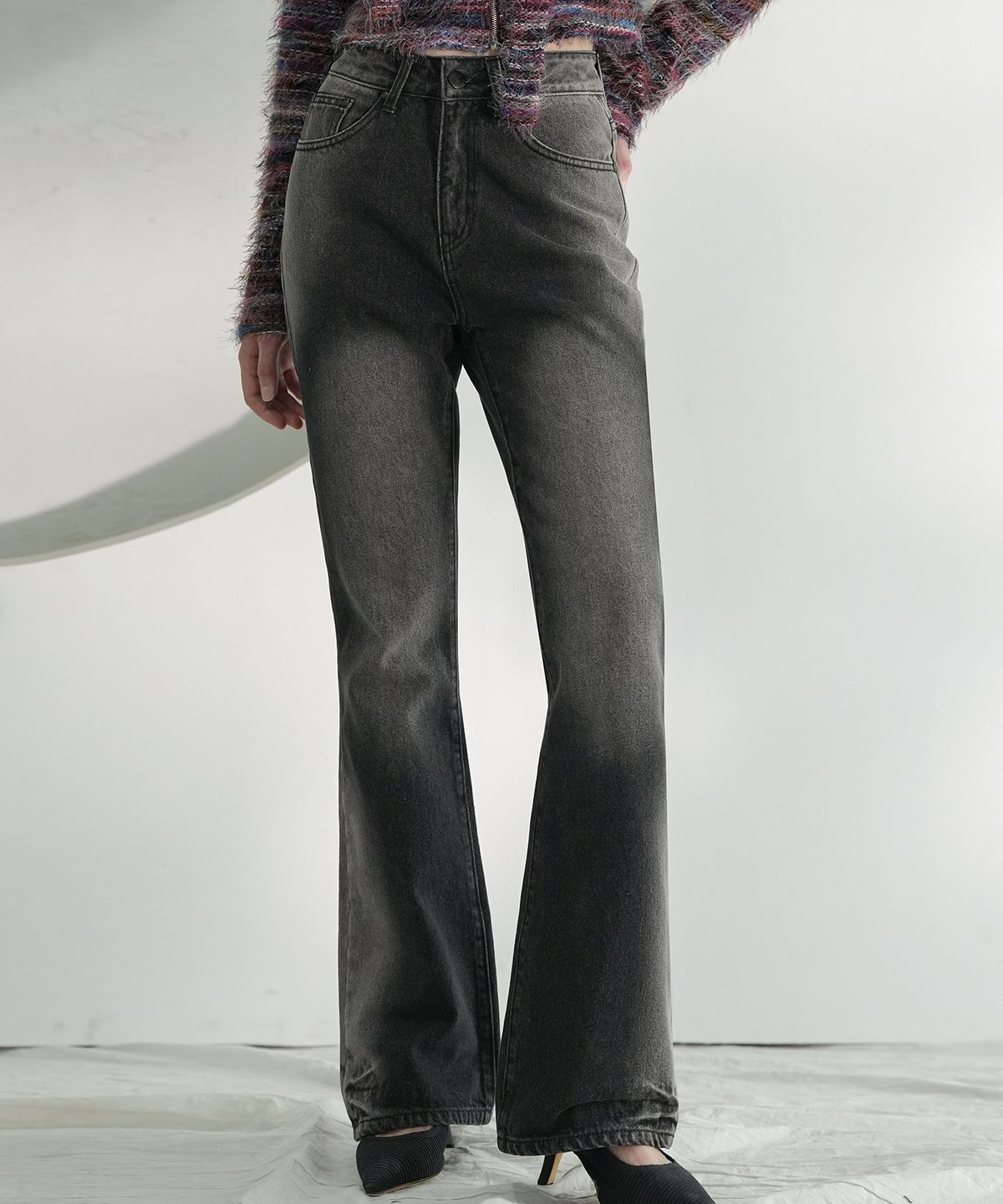 비바셔스(VIVACIOUS) Brush Bootscut Denim Pants BLACK