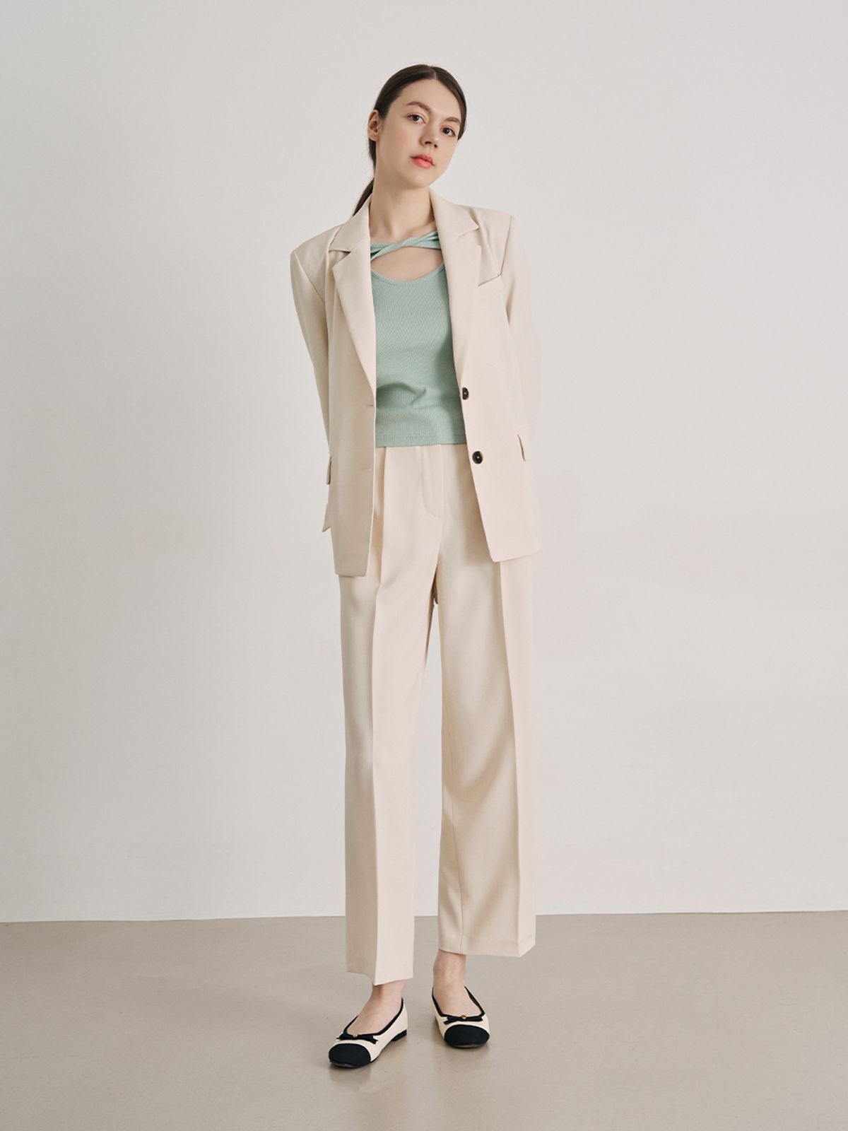 브이엔와이스튜디오(VNYSTUDIO) High waist one tuck set long Pants_YA3LPN8