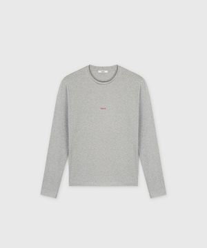 DIAGONAL LOGO LONG SLEEVE TOP MELANGE GREY