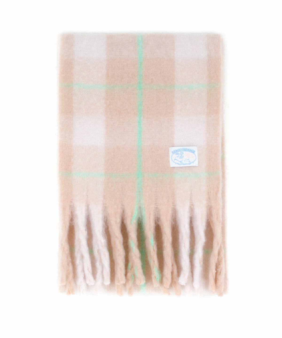 래니래니(RENNYRENNIE) FAIRY COTTON CHECK MUFFLER [EMERALD BEIGE] - FAIRY 코튼 체크 머플러 (M003EB)