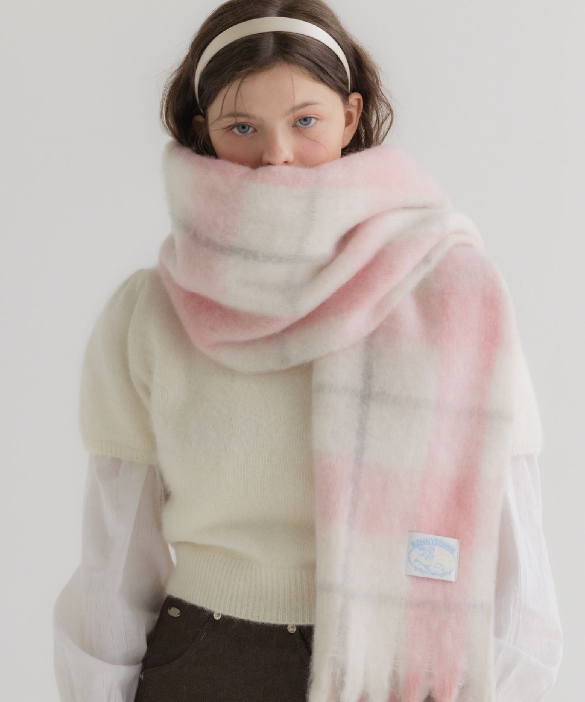 래니래니(RENNYRENNIE) FAIRY COTTON CHECK MUFFLER [FAIRY RIBBON] - FAIRY 코튼 체크 머플러 (M003FR)