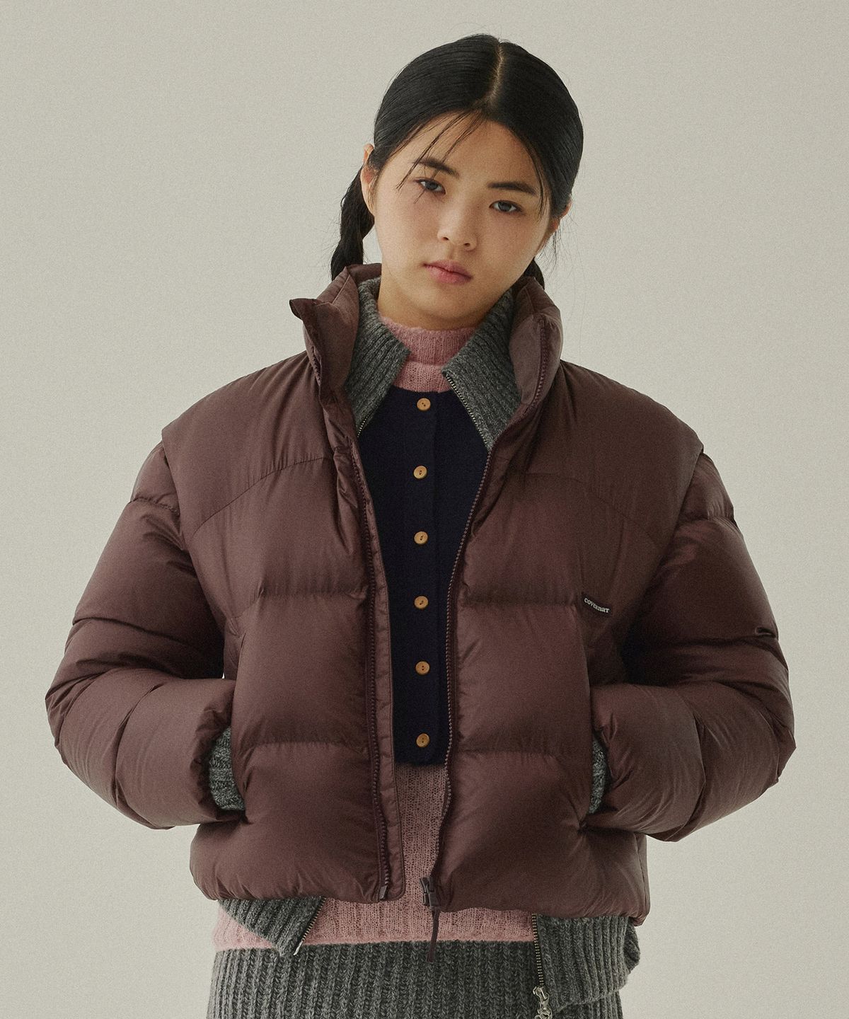 커버낫 우먼(COVERNAT WOMAN) RDS 우먼 디테처블 다운 점퍼 Chocolate
