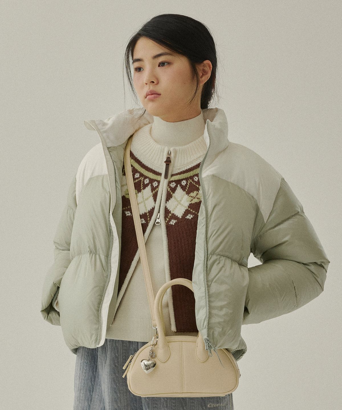 커버낫 우먼(COVERNAT WOMAN) RDS 우먼 씨빅 숏 푸퍼 Sage Green