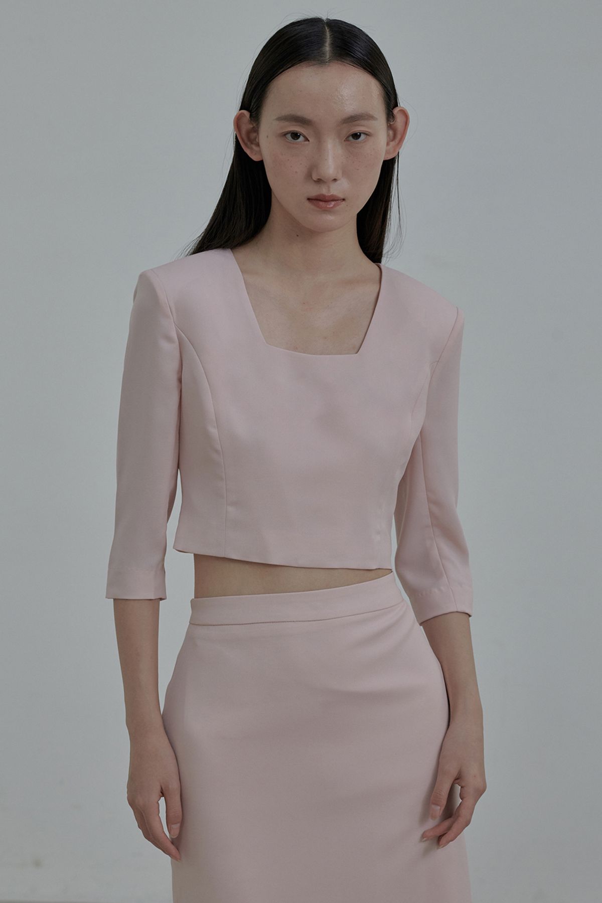 마우솔레움(MAU SOLEUM) Dominic Square Neck Blouse Top - Dusty Pink