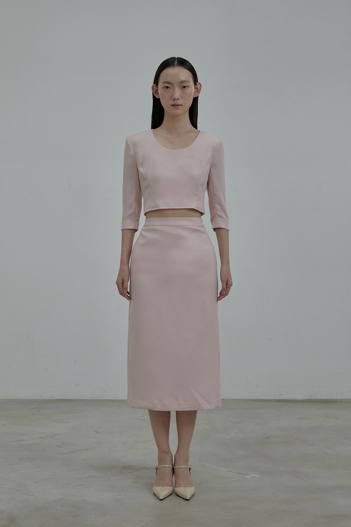 마우솔레움(MAU SOLEUM) Hourglass Long Skirt - Dusty Pink