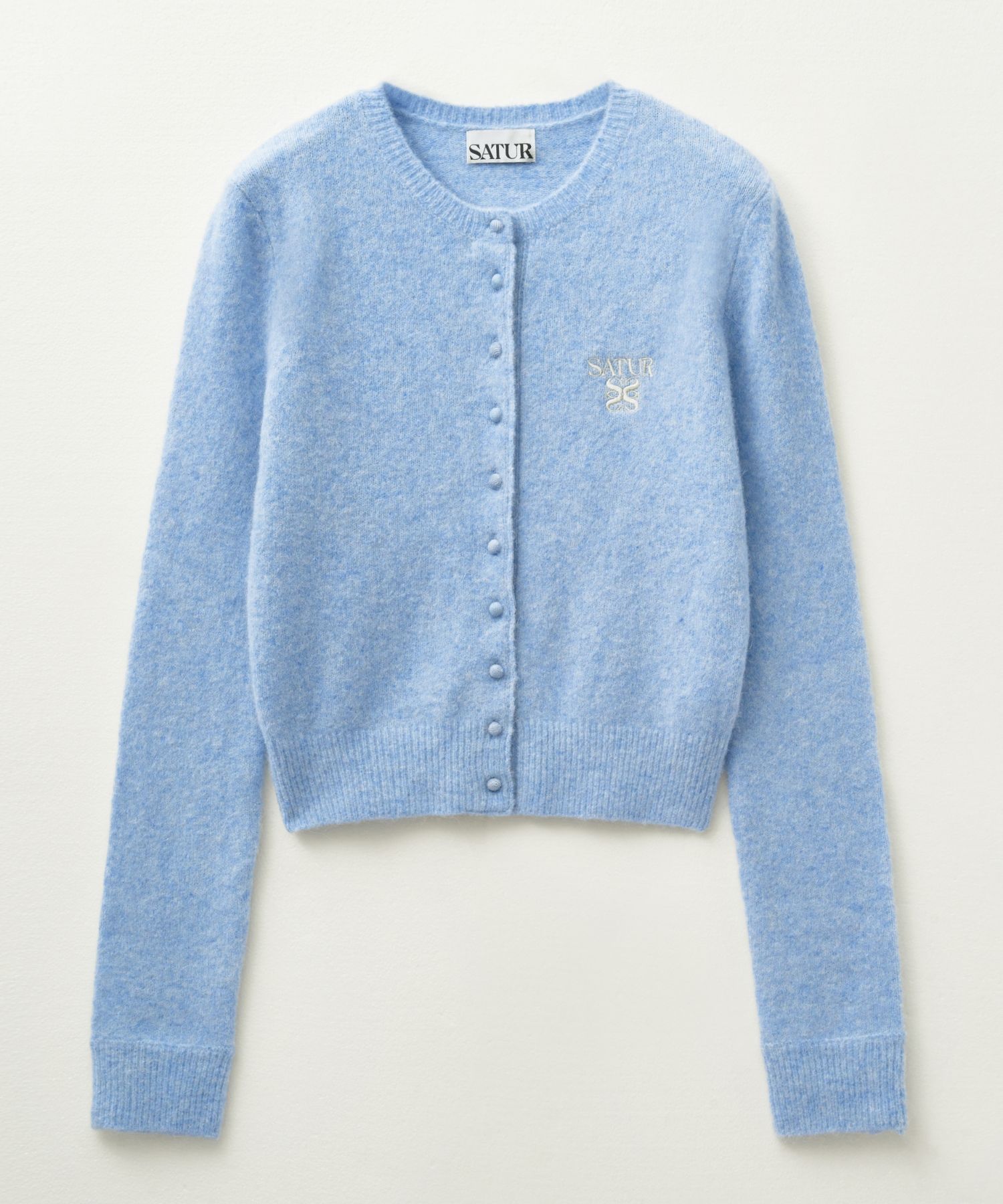 トップス SATUR / Alpaca Crew Neck Knit Cardigan MUSINSA | SATUR (W) Alpaca Crew Neck Knit Cardigan Light Blue