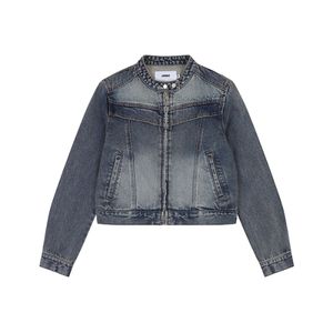 여)난스판 솔트틴워싱 바이커 데님 자켓