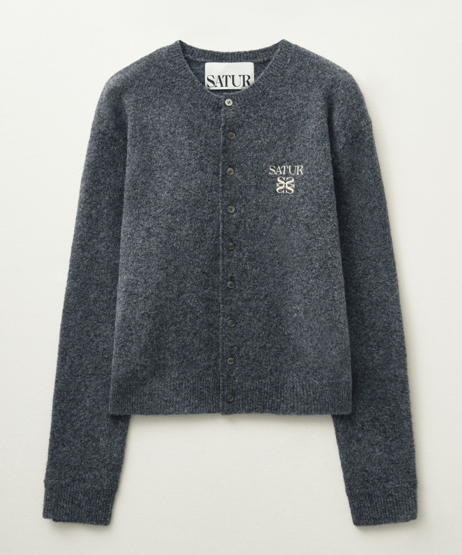 トップス SATUR / Alpaca Crew Neck Knit Cardigan MUSINSA公式 | SATUR Alpaca Crew Neck Knit Cardigan Charcoal