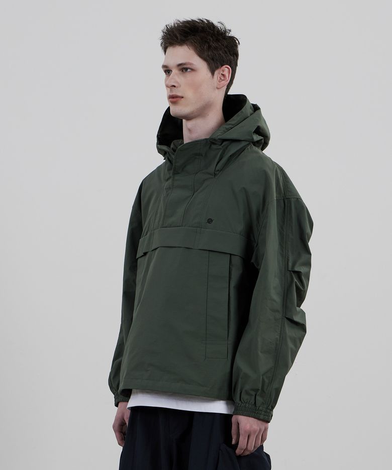 Nylon RIB Pullover Jacket - KHAKI