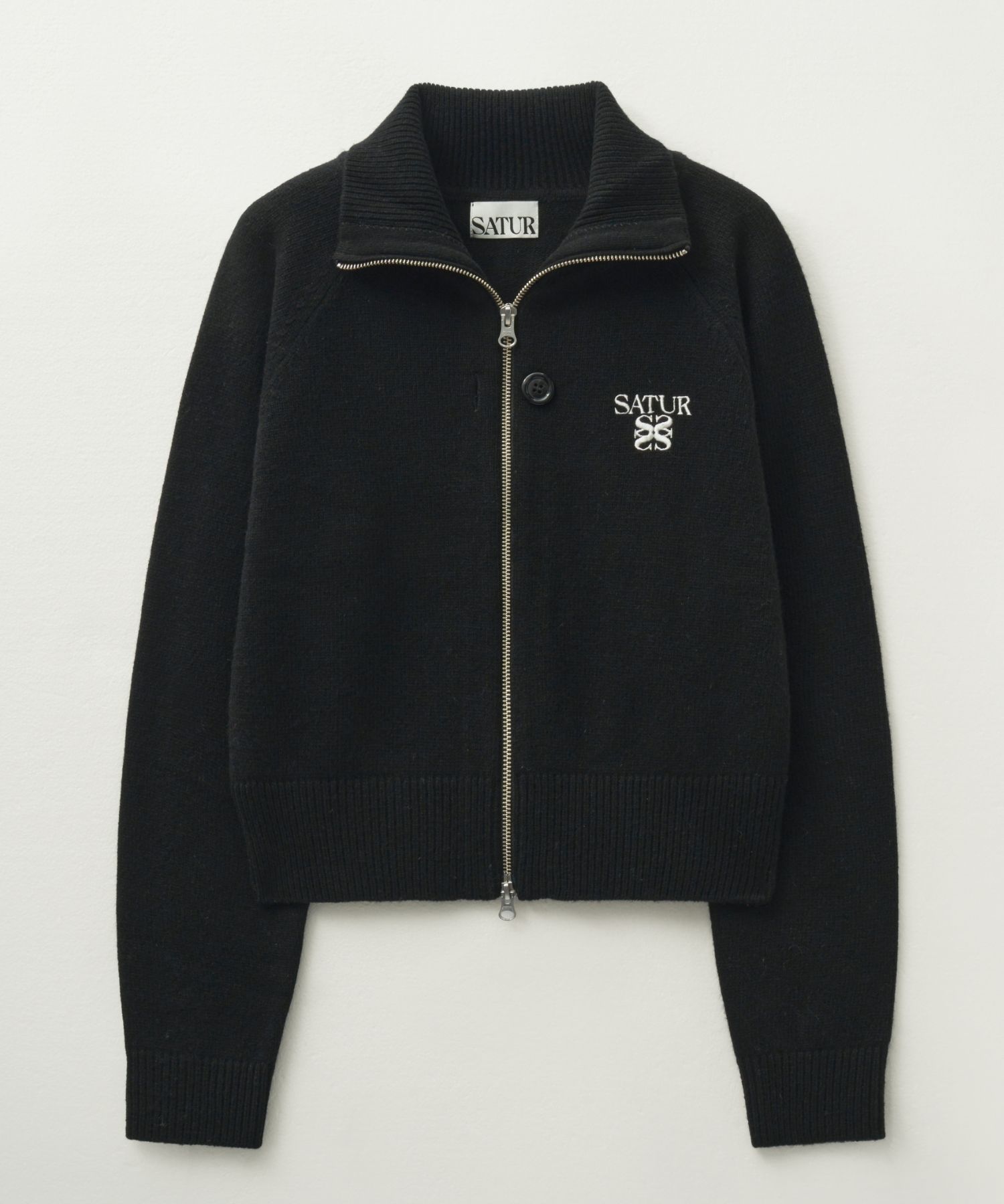 アウターその他 SATUR W Signature Logo Cashmere Blend Knit Zip-up Deep Gray MUSINSA | SATUR (W) Signature Logo Cashmere Blend Knit Zip
