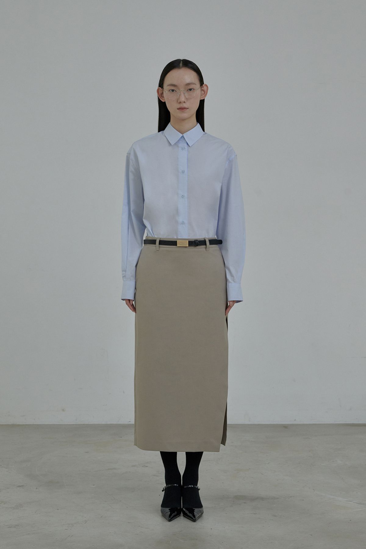 마우솔레움(MAU SOLEUM) Slit Long Suit Skirt - Beige