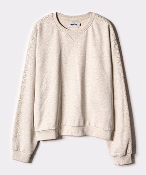 시그너처 레이스 스웨트셔츠 멜란지