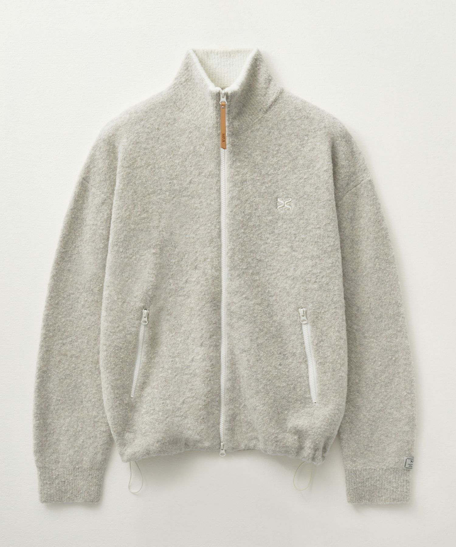 MUSINSA公式 | SATUR Fluffy Wool Fleece Knit Zip-Up Oatmeal