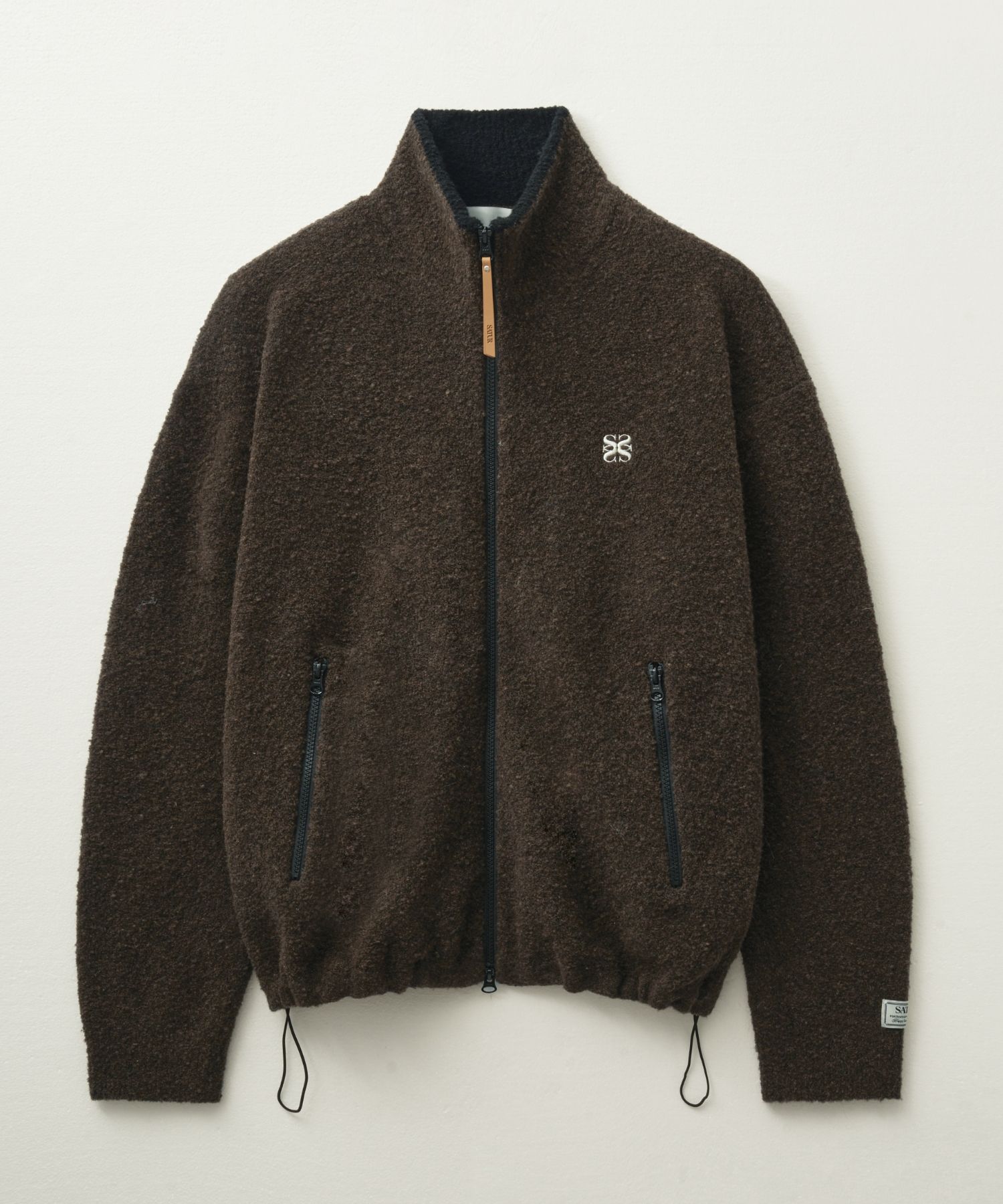 MUSINSA公式 | SATUR Fluffy Wool Fleece Knit Zip-Up Brown