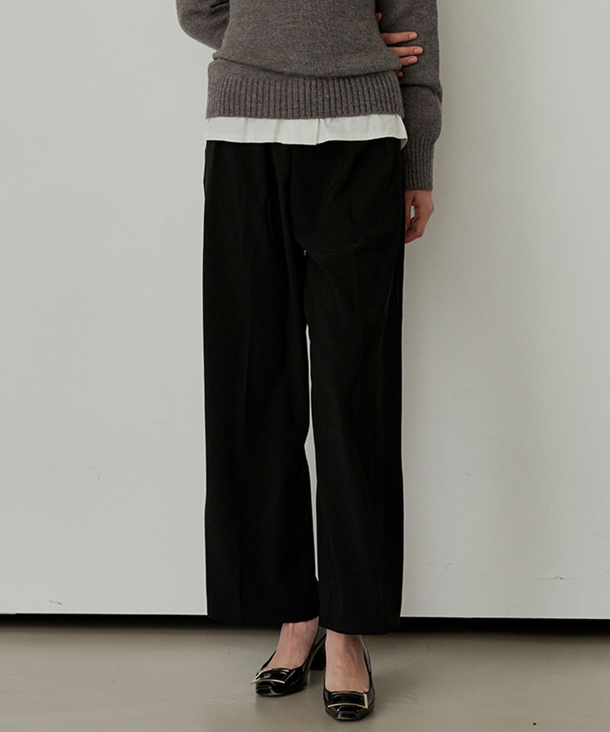 하이버넷(HYBERNAT) Wide Slacks - BLACK