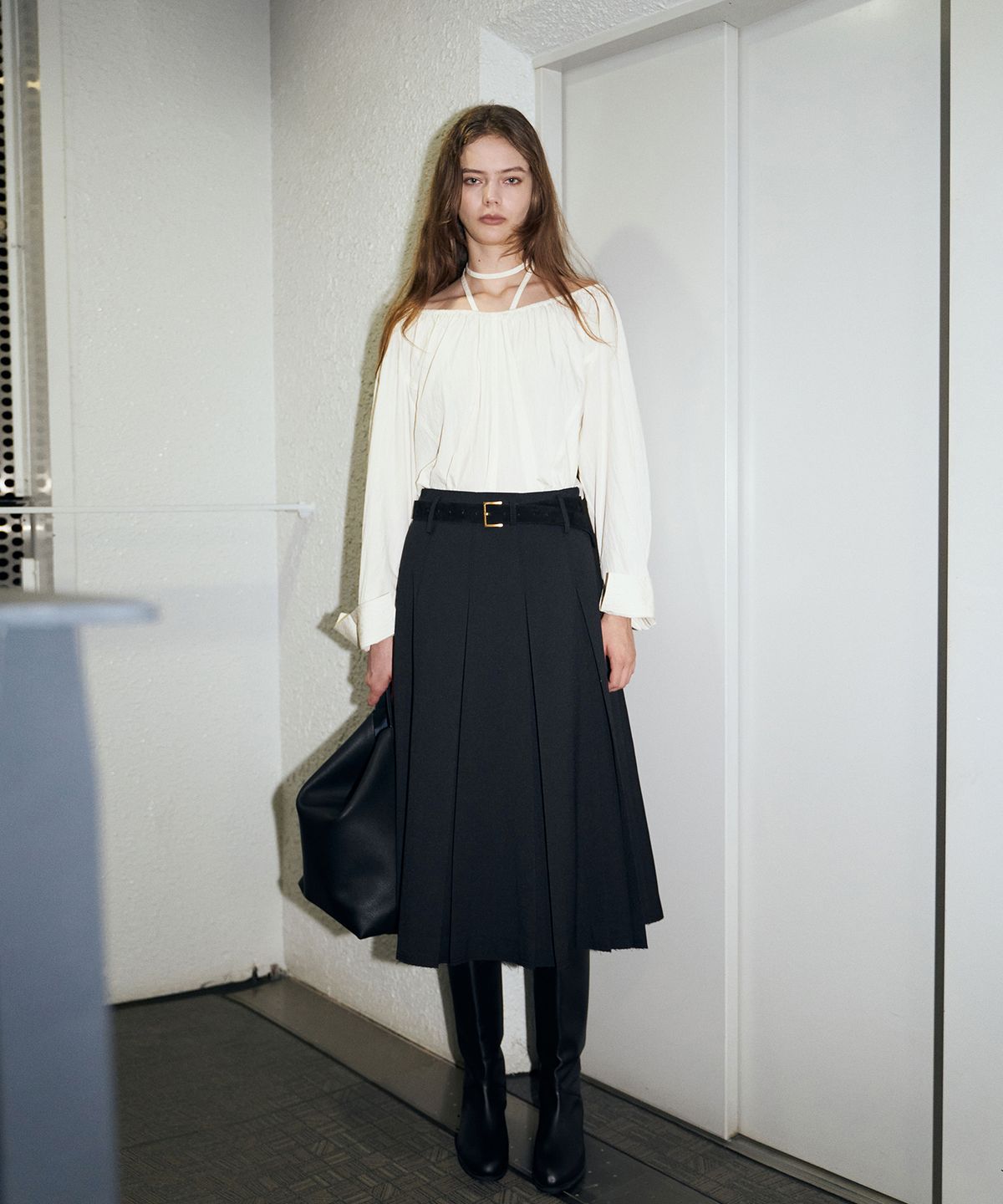 르네제이(RENEJ) Burn Pleated Long Skirt