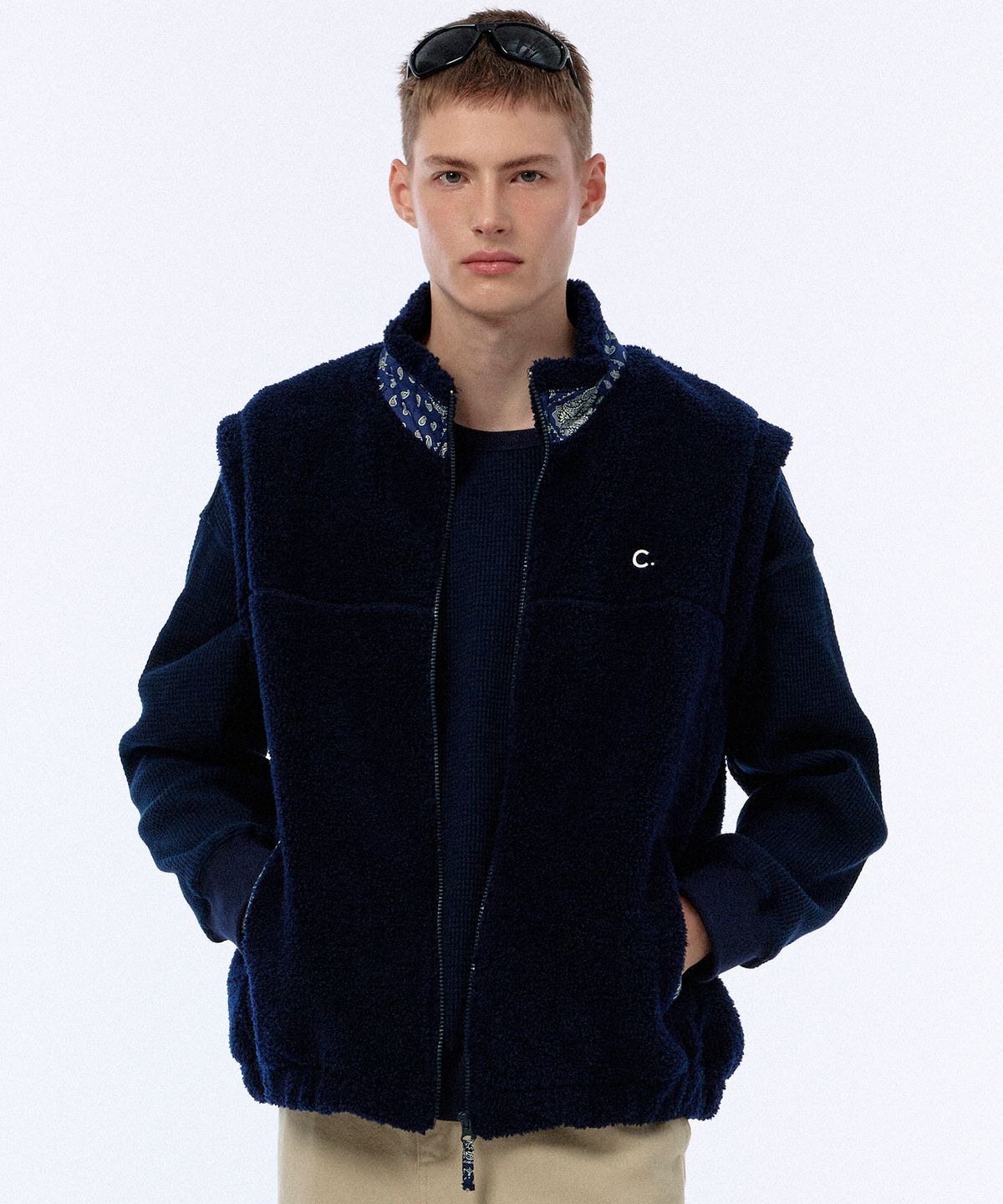 클로브(CLOVE) [24FW clove] Point Fleece Vest (Navy)