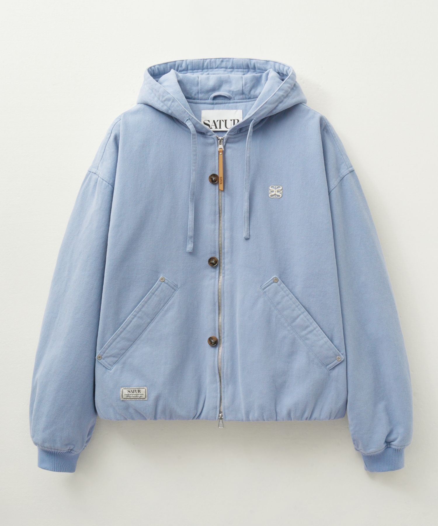 ◎SATUR◎ Theo padded hood zip-up sky blue SA243UJP02SB MUSINSA | SATUR Theo Padded Hood Zip-Up Sky Blue