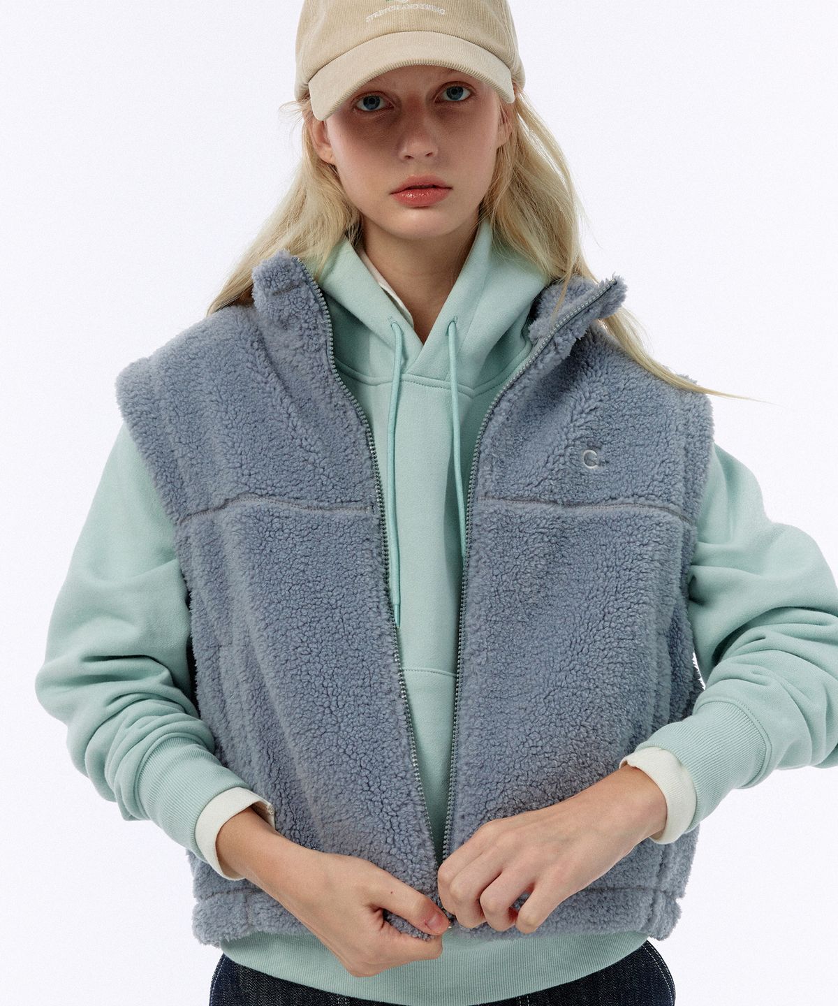 클로브(CLOVE) [24FW clove] Sherpa Fleece Vest (Grey)