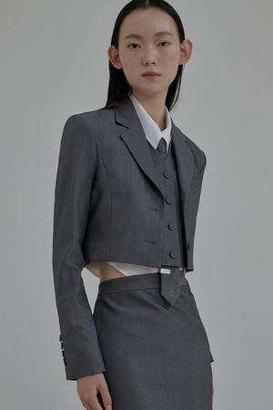 Hugh Cropped Vest - Grey