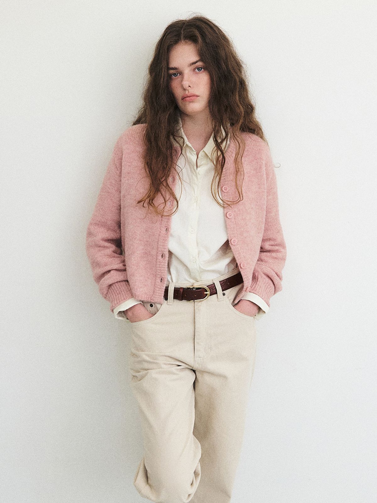 에트몽(ETMON) Mohair Knit Cardigan, Pink