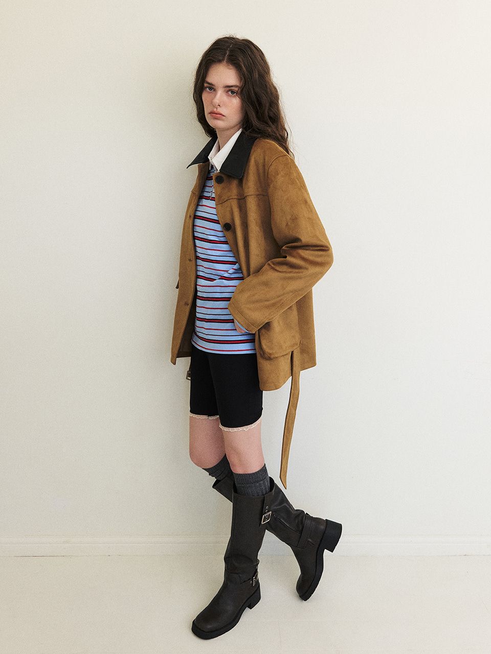 ジャケット ETMON Belted Collar Suede Jacket, Brown MUSINSA | ETMON Belted Collar Suede Jacket Camel