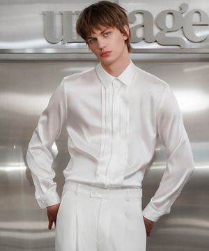 실크 플리츠 셔츠[White(UNISEX)]_UTS-FS31