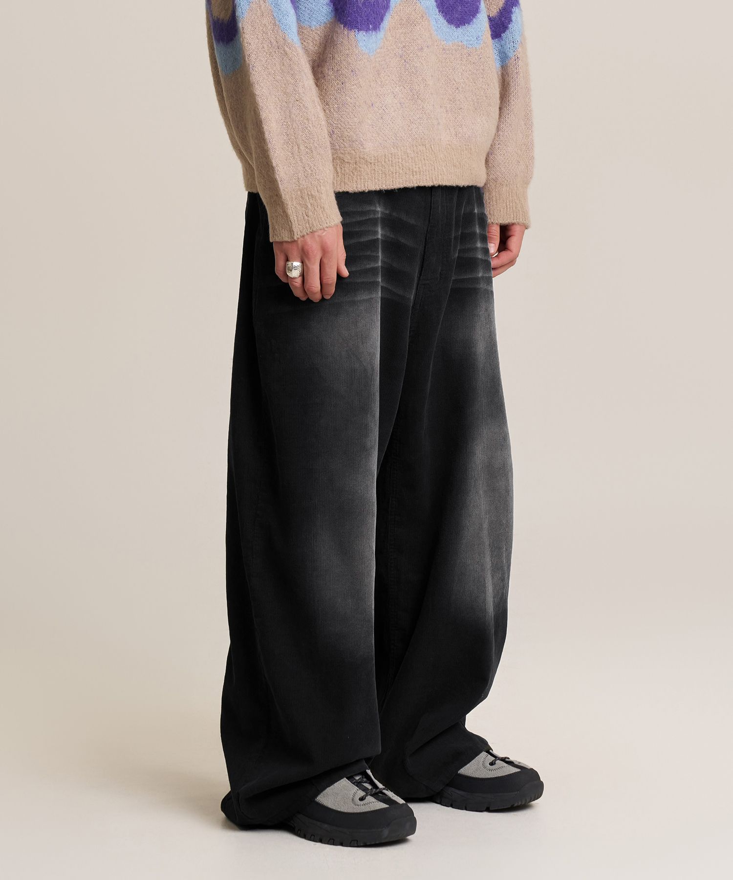 ★SUPERSUB★ Corduroy tinted washed wide pants black MUSINSA | SUPERSUB Corduroy tinted washed wide pants - black