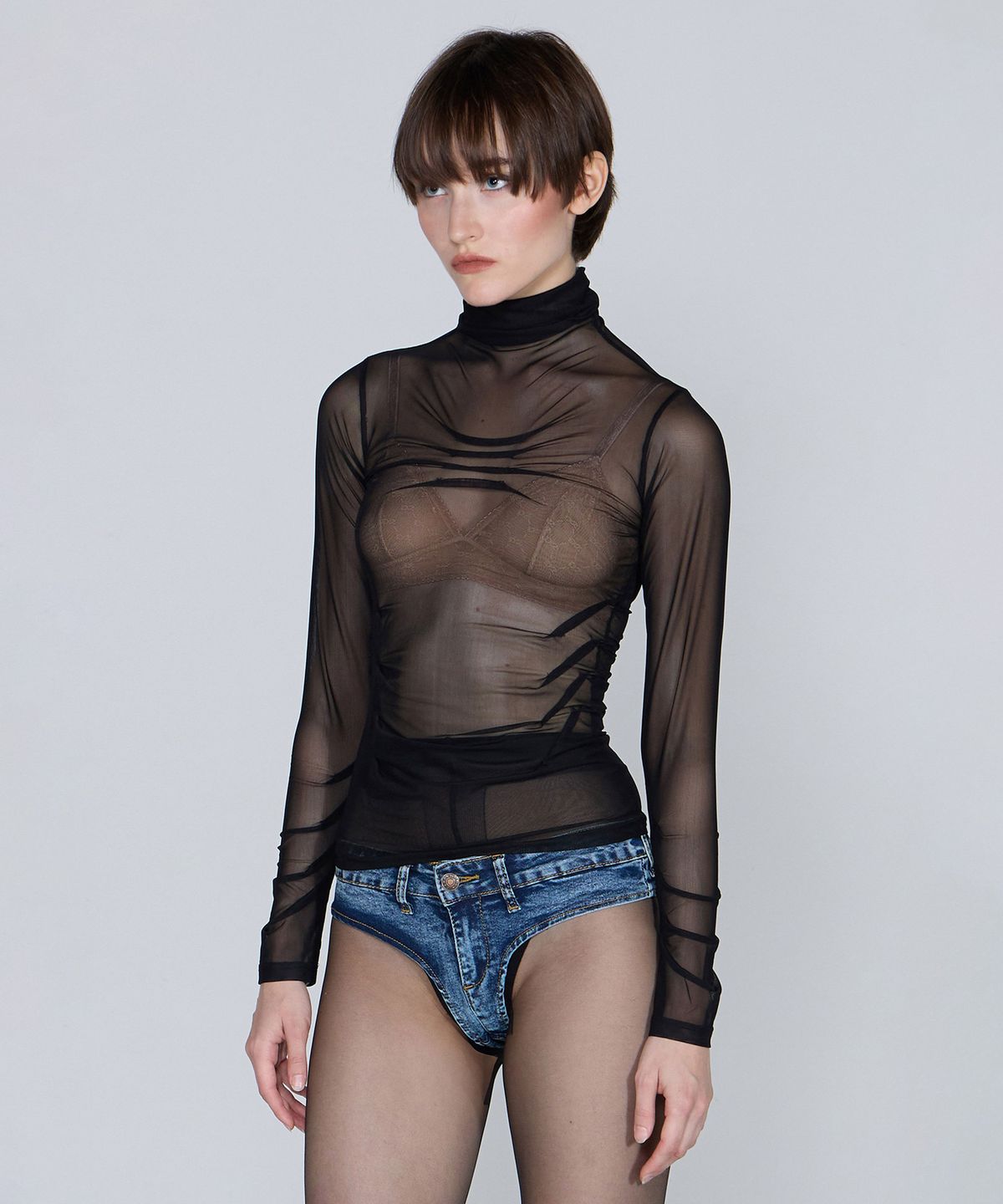 스컬프터(SCULPTOR) Origami Turtle Neck Tee Black
