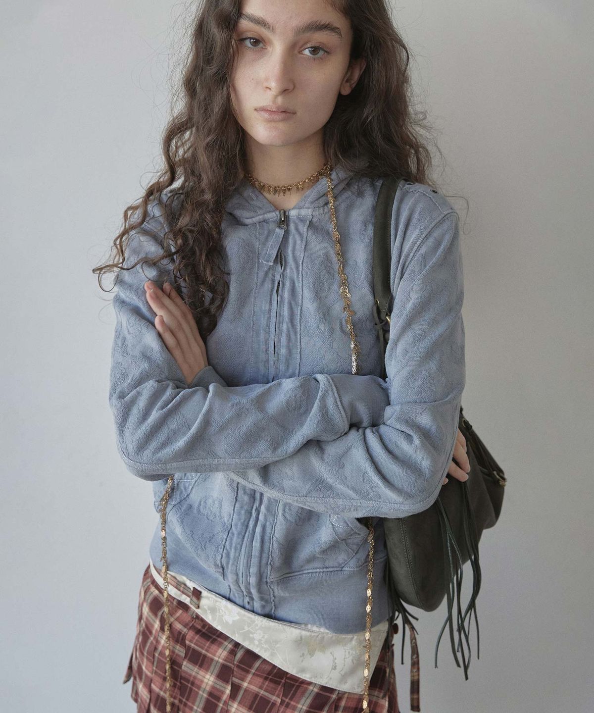 스컬프터(SCULPTOR) Jacquard Hoodie Zip-Up Dusty Blue