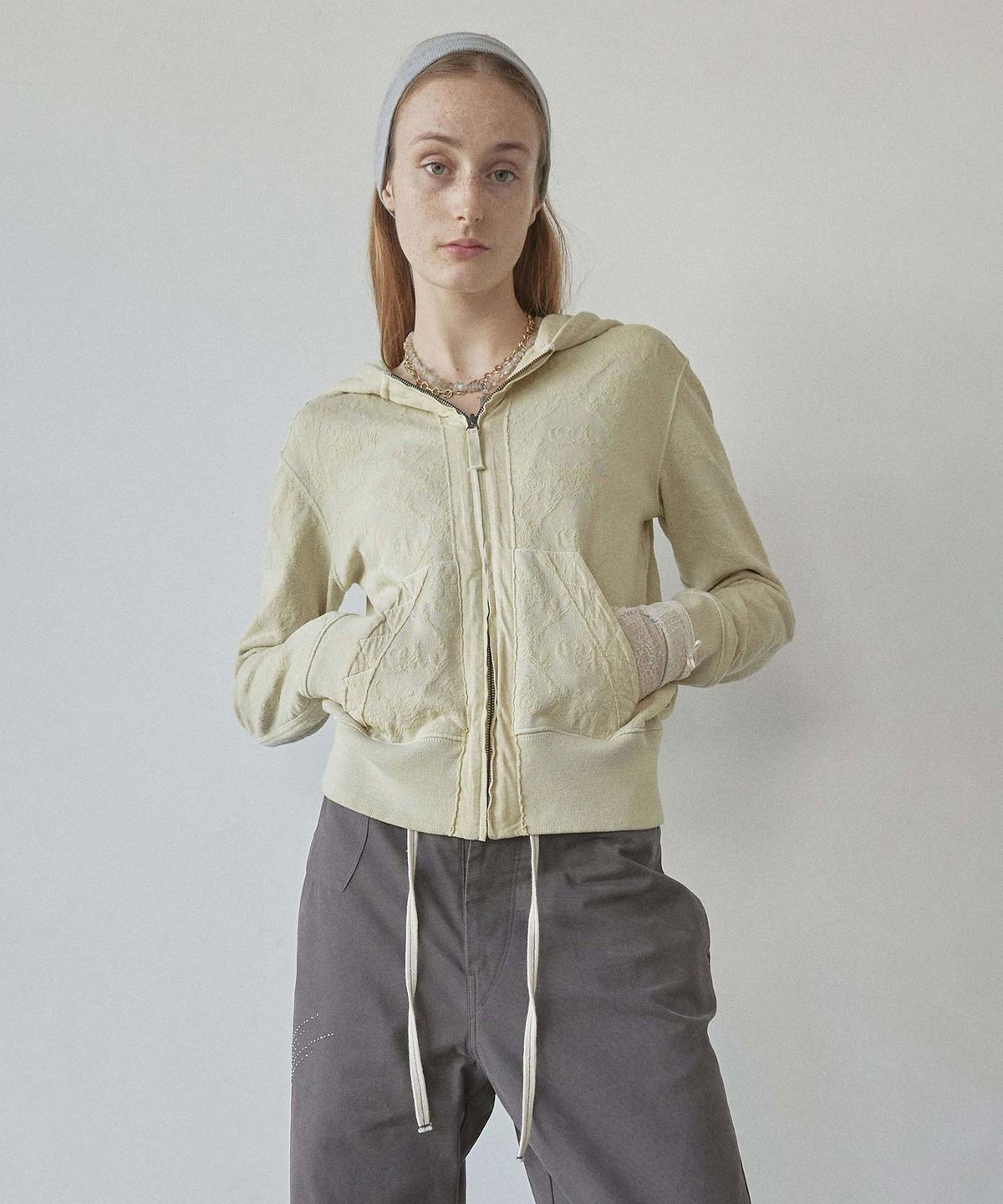 스컬프터(SCULPTOR) Jacquard Hoodie Zip-Up Mustard