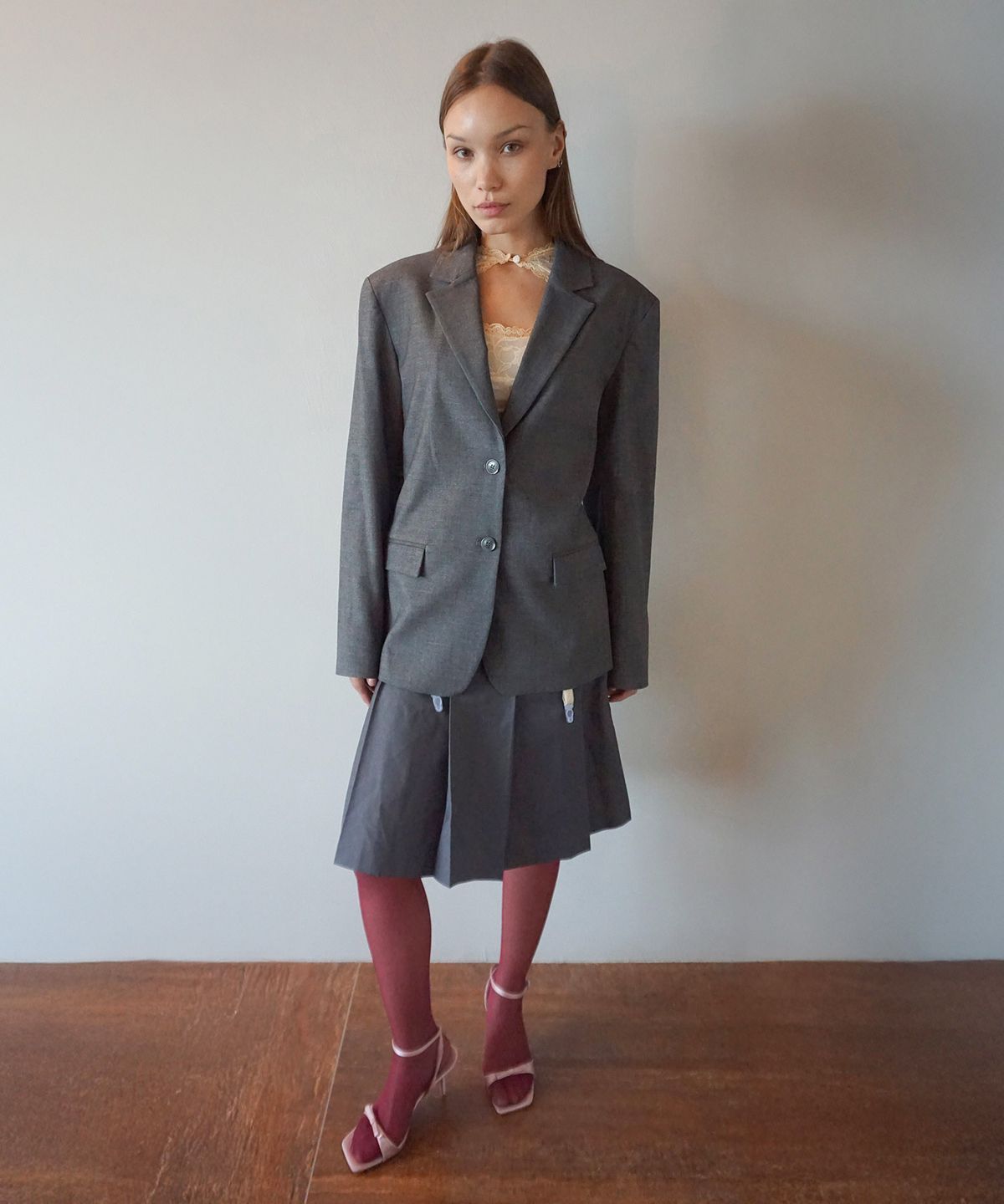 스컬프터(SCULPTOR) Tailored Belted Blazer Gray