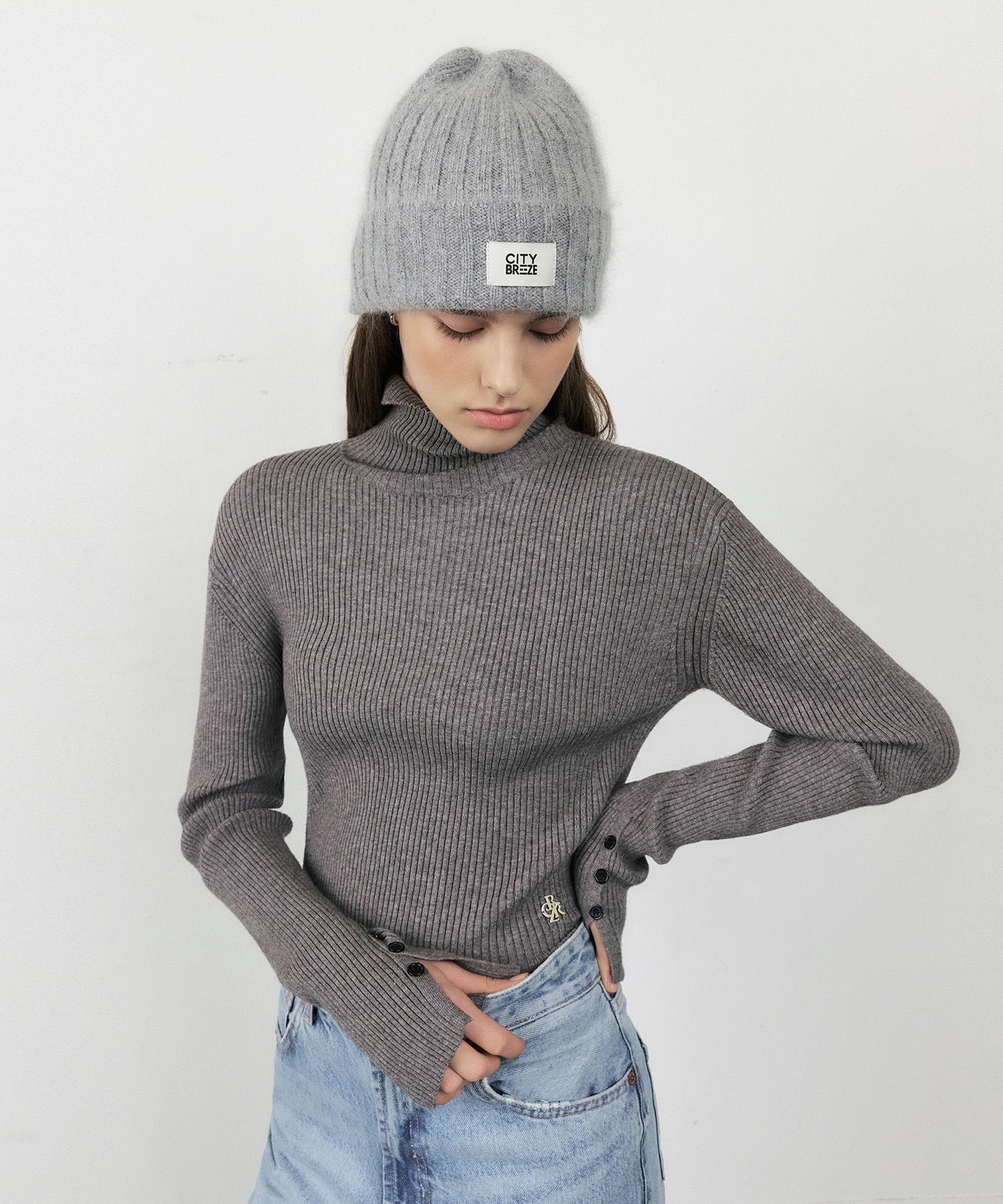 Tシャツ・カットソー citybreeze WOOLTENCEL CROP TURTLENECK T-SHIRT_GREYISH BLUE Designer fashion, Seoul-fully created | W Concept