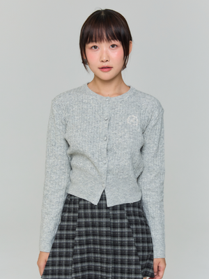 자수 꽈베기 가디건 - 그레이