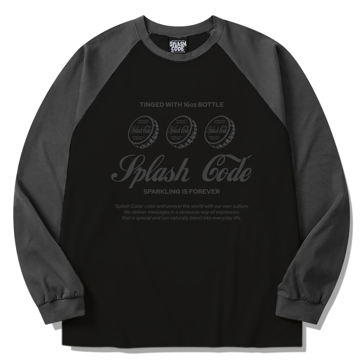스플래시코드(SPLASHCODE) 래글런 롱슬리브 블랙 - 보틀 캡(Bottle Cap)