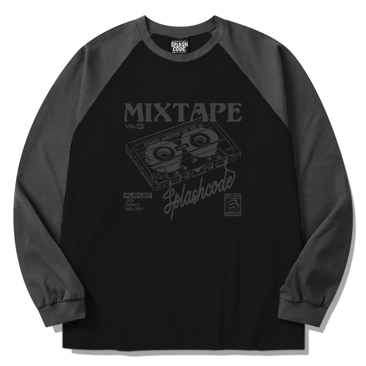 스플래시코드(SPLASHCODE) 래글런 롱슬리브 블랙 - 믹스테잎(Mixtape)